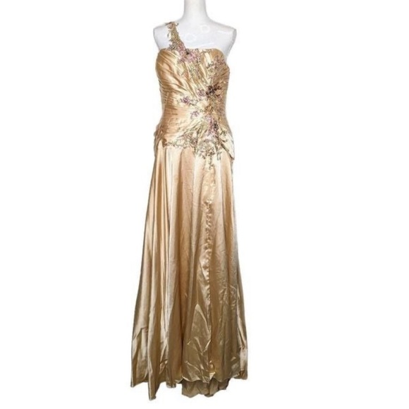 Golden One Shoulder Gown - Picture 1 of 3
